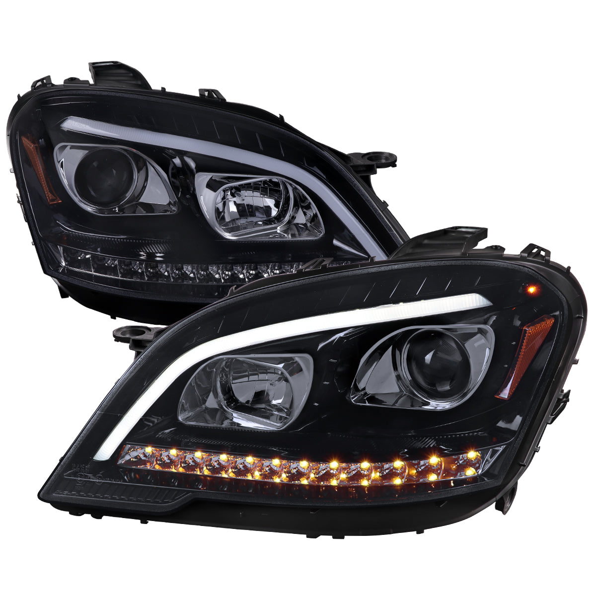 Spec-D 09-11 Benz W164 ML-Class Sequetial LED Headlights Black/Smoked