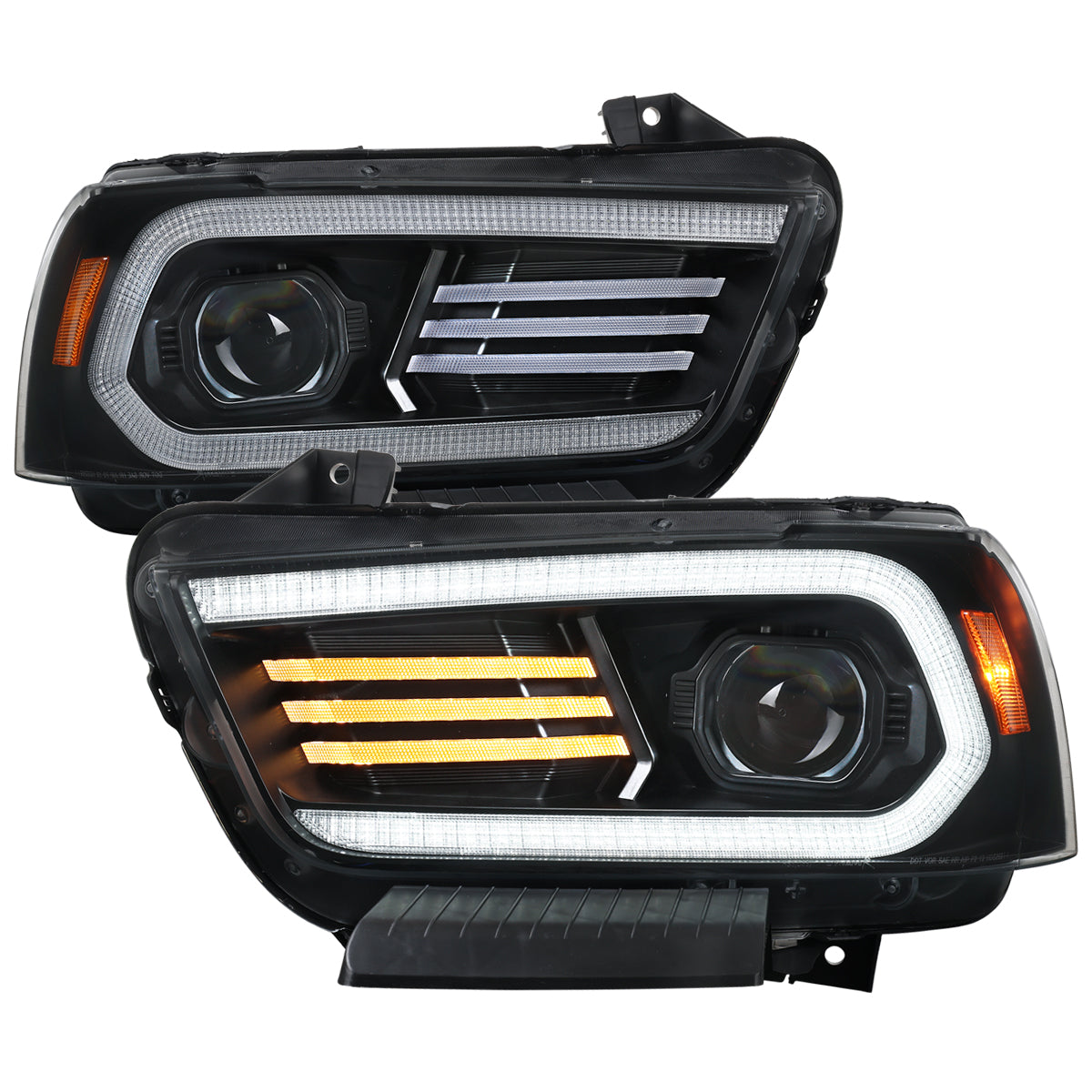 Spec-D 11-14 Dodge Charger Projector Headlights Sequential Black