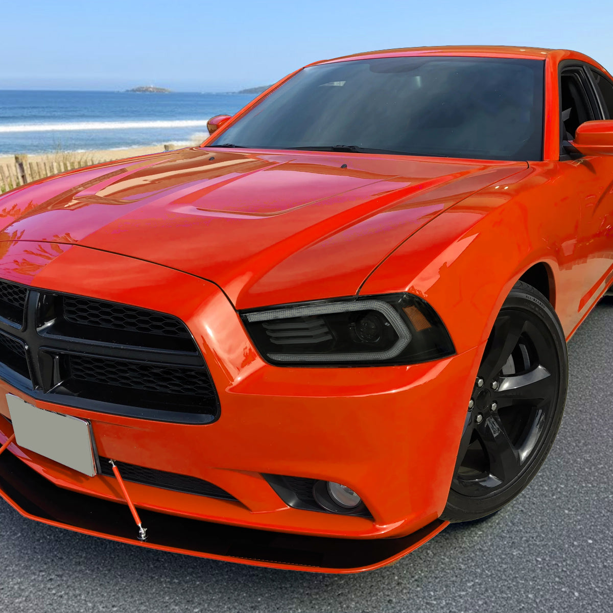 Spec-D 11-14 Dodge Charger Projector Headlight Matte Black/Smoked Lens
