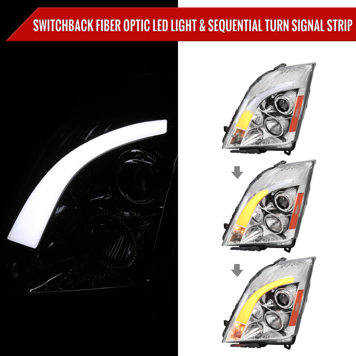 Spec-D 08-14 Cadillac CTS Sequential Projector Headlights Chrome