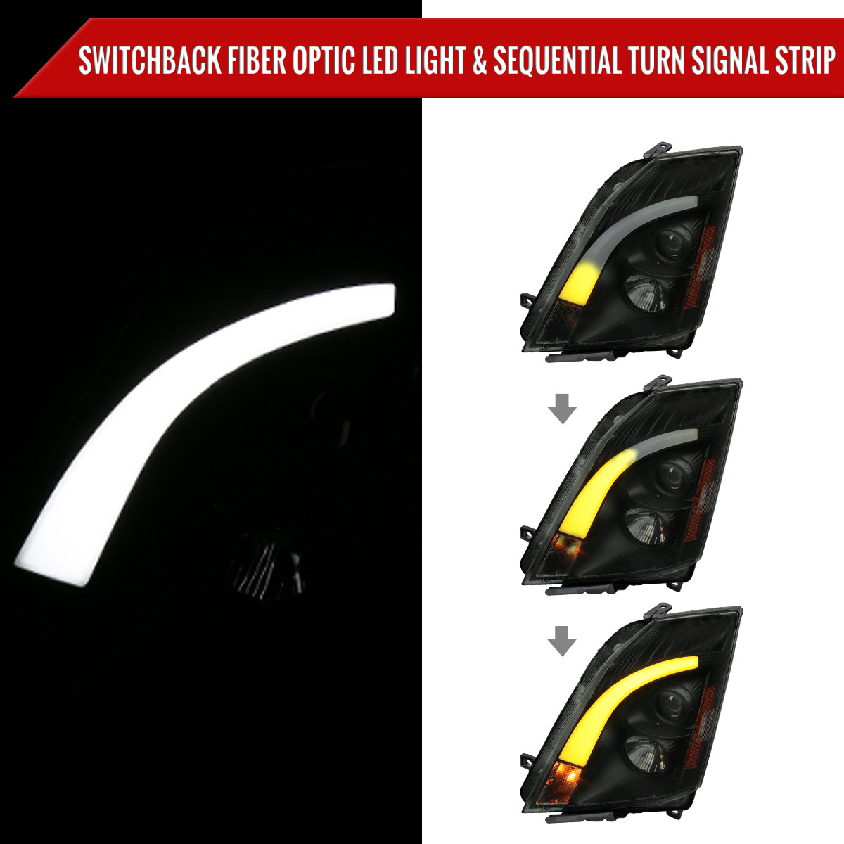 Spec-D 08-14 Cadillac CTS Sequential LED Headlights Black/Smoked