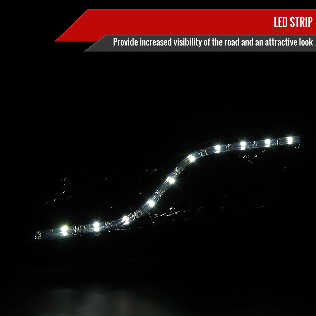 Spec-D 06-11 Honda Civic 4DR Headlights R8 Style Light Strip /Smoked