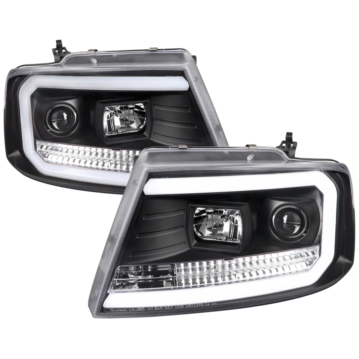Spec-D 04-08 Ford F150/06-08 Lincoln Mark LT Headlights LED Bar Black