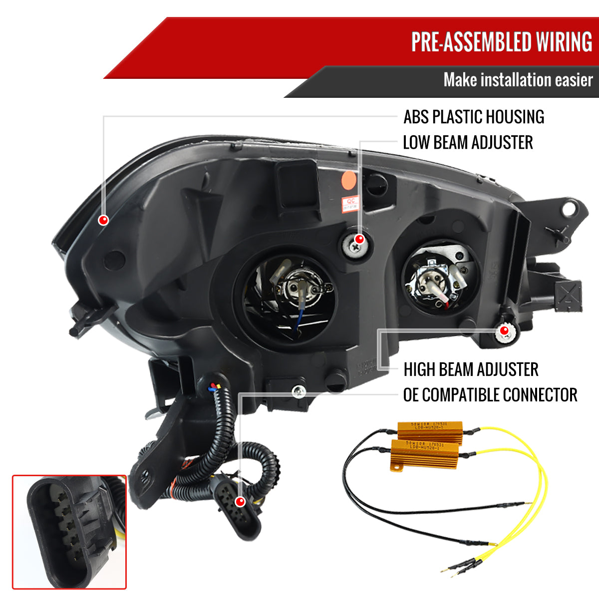 Spec-D 08-12 Chevy Malibu Headlights Projector Glossy Black/Smoked
