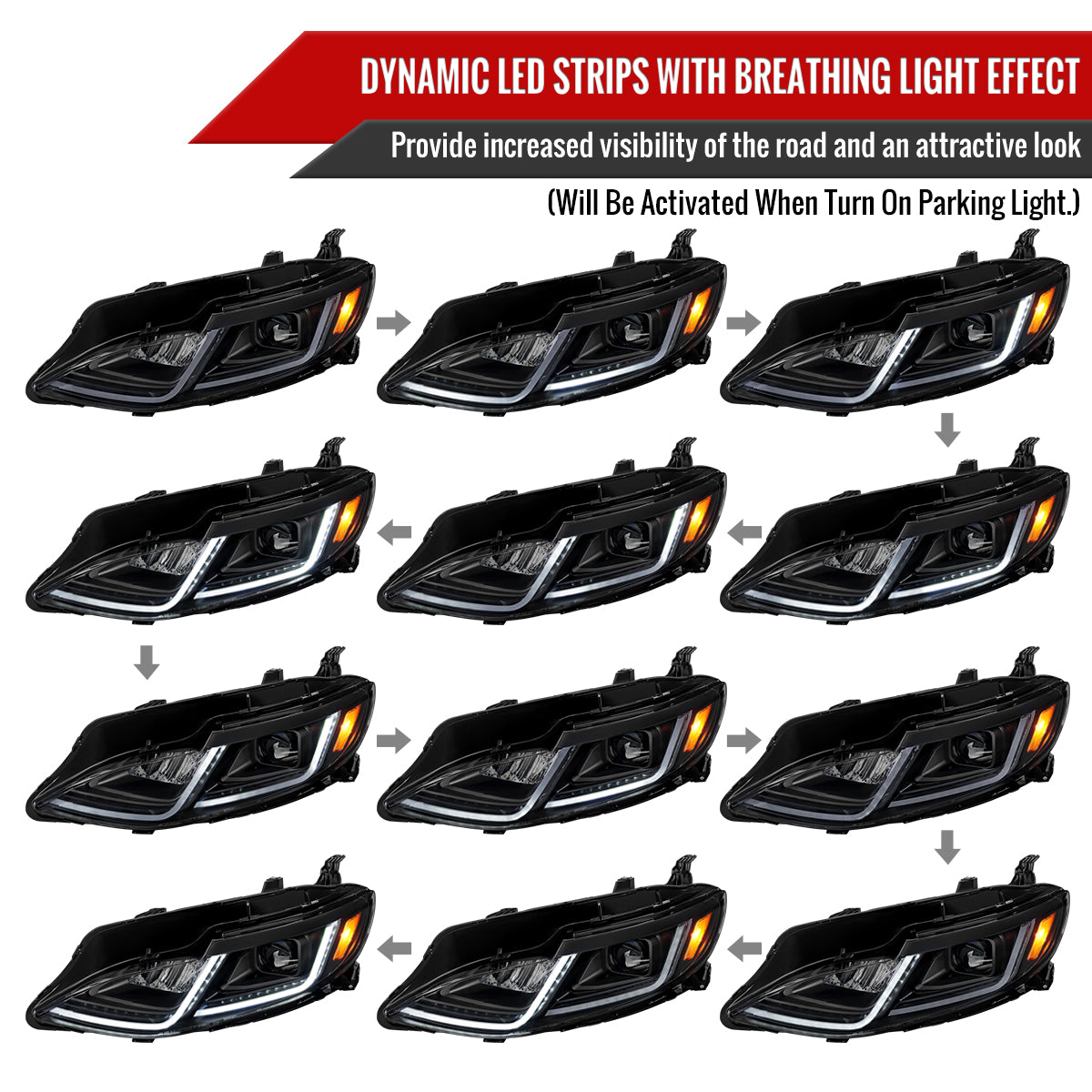 Spec-D 19-24 Chevy Malibu SEQ LED Projector Headlights Black Smoked