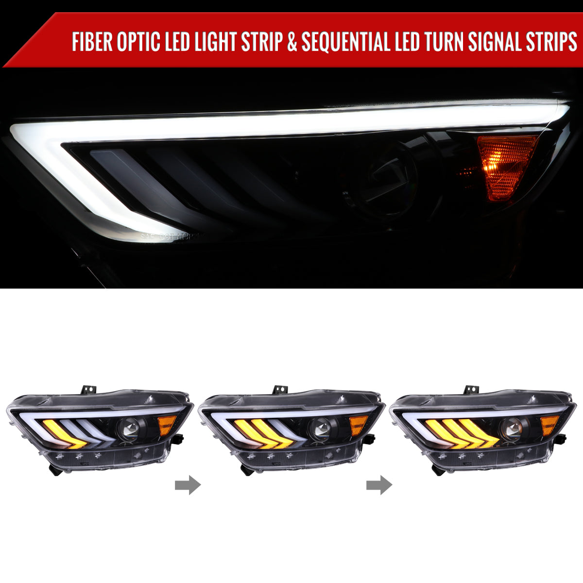Spec-D 15-17 Ford Mustang Sequential Headlights HID-Type Jet Black