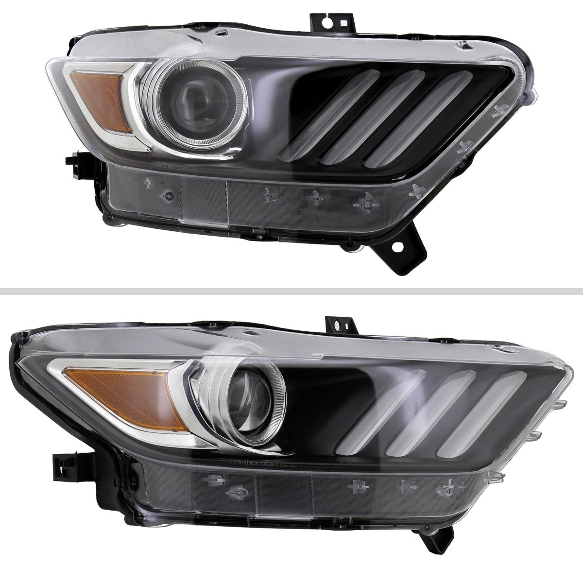 Spec-D 15-17 Mustang/18-20 Shelby Strip Xenon Pro Headlights PS Black