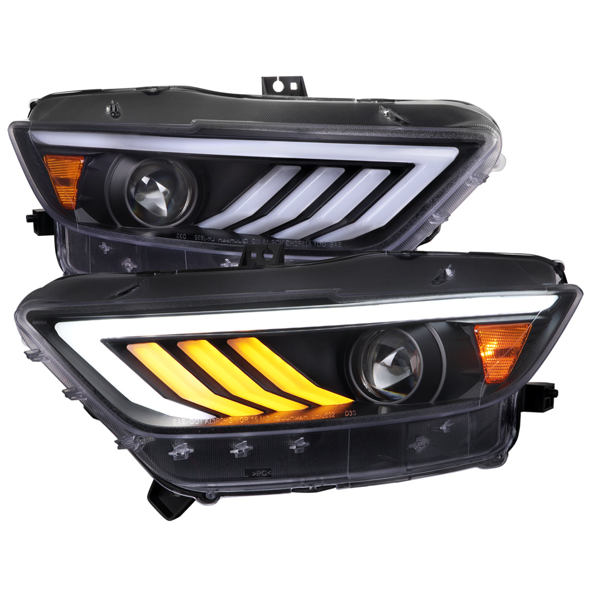 Spec-D 15-17 Ford Mustang Sequential Headlights HID-Type Matte Black