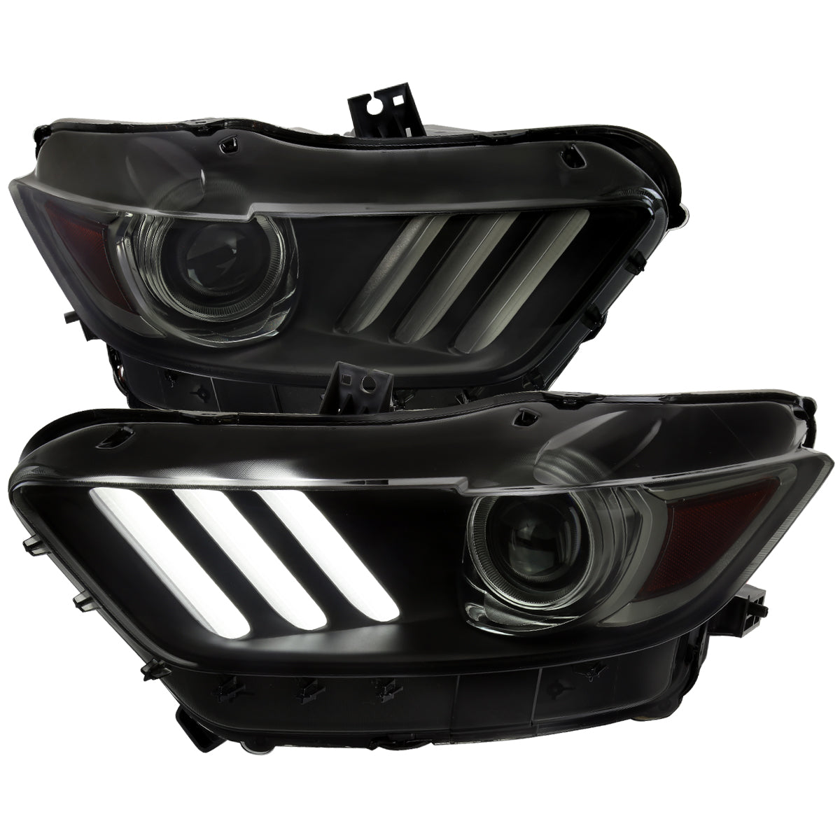 Spec-D 15-22 Ford Mustang OEM HID Projector Headlights Black