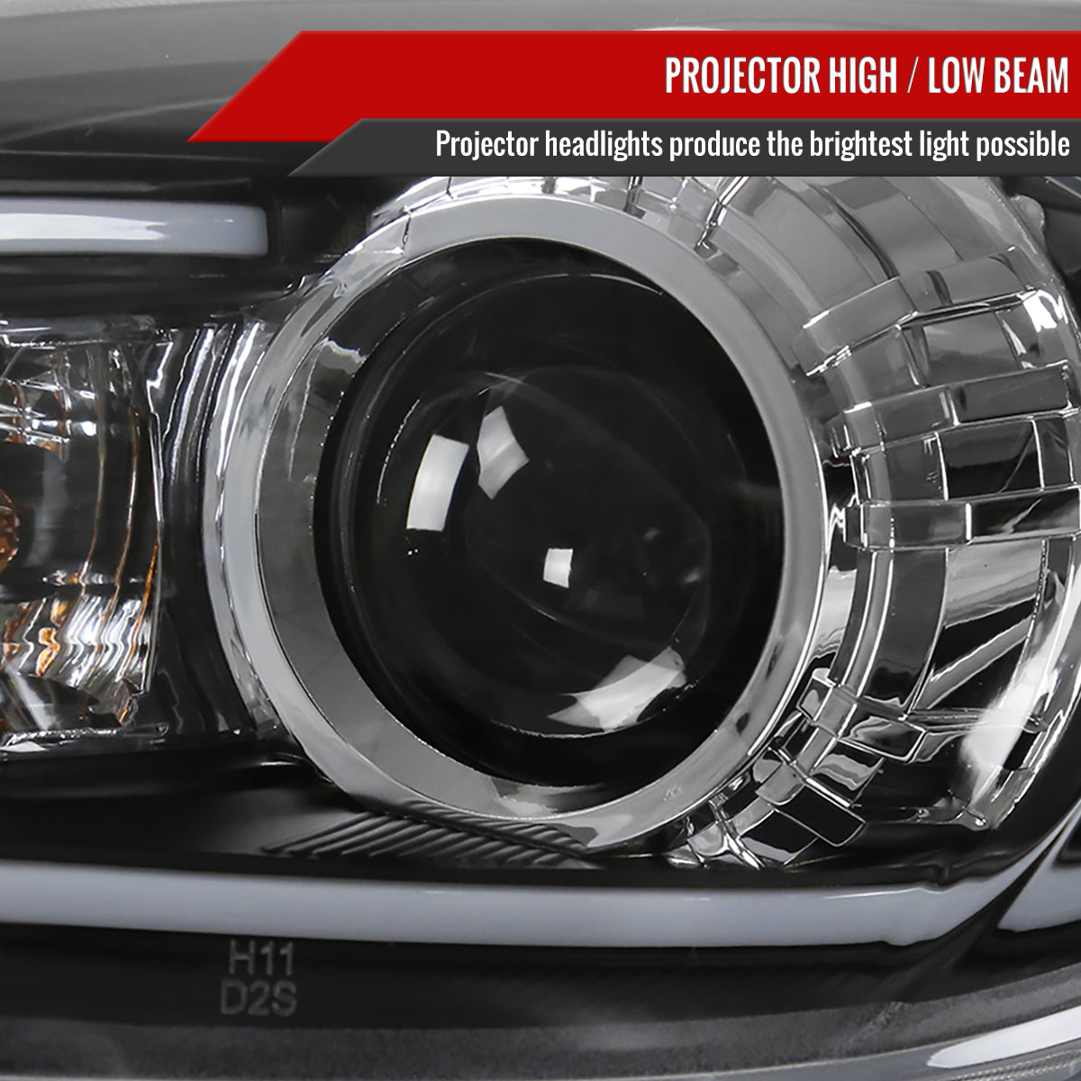 Spec-D 10-13 Mazda 3 Projector Headlights LED Strip Black MZ310JM