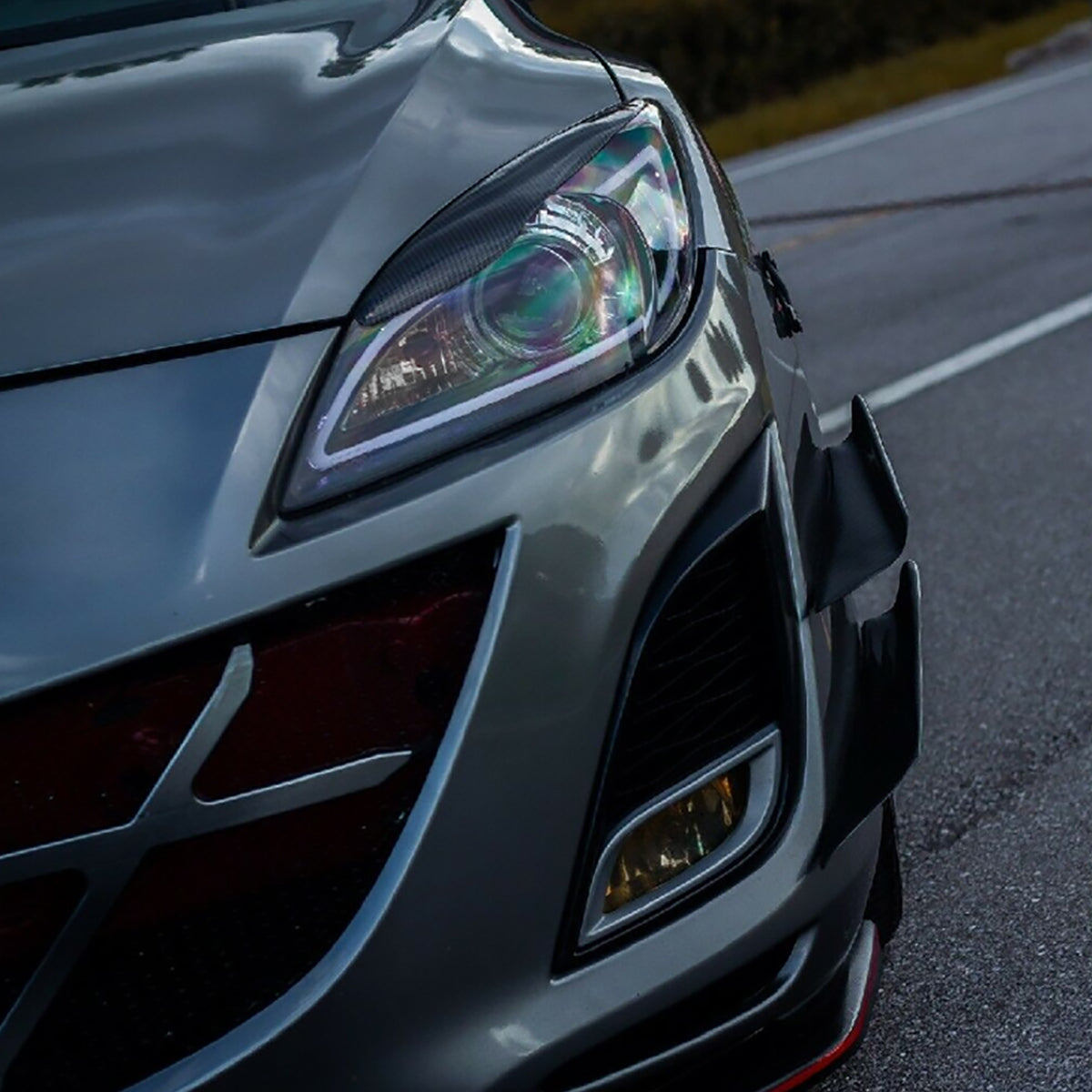 Spec-D 10-13 Mazda 3 Projector Headlights LED Strip Black MZ310JM
