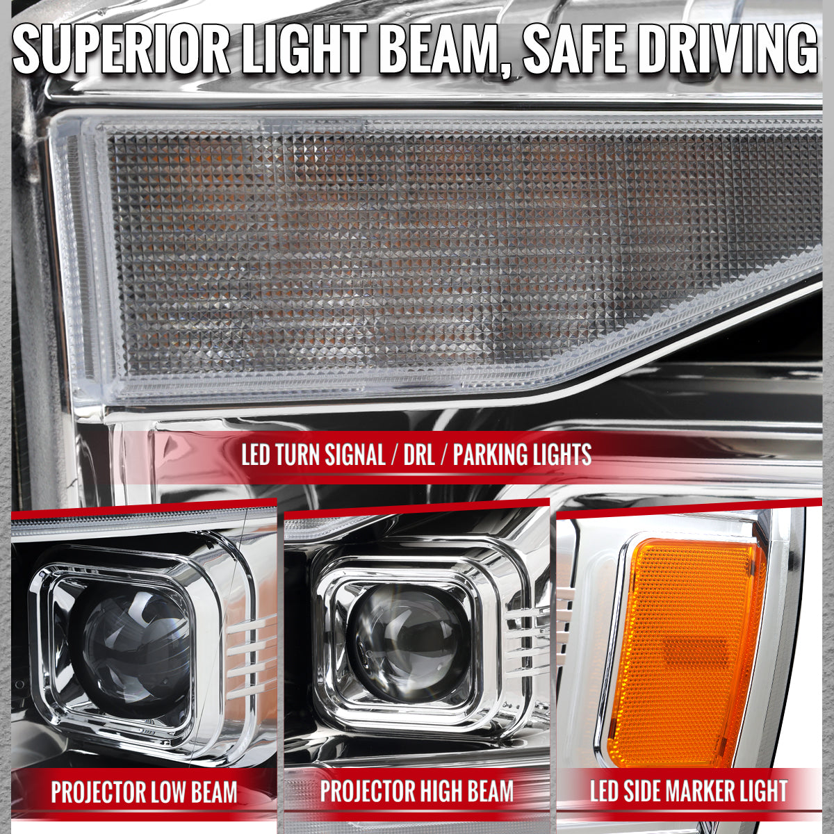 Spec-D 06-08 Ram 1500 2500 3500 SEQ Projector Headlights Chrome/Clear