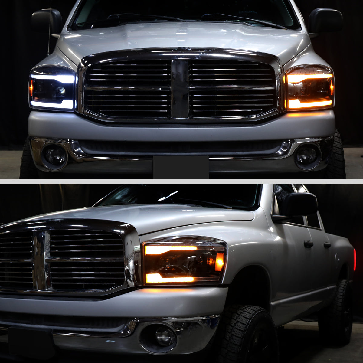 Spec-D 06-09 Ram 1500 2500 3500 SEQ Projector Headlights Black/Clear