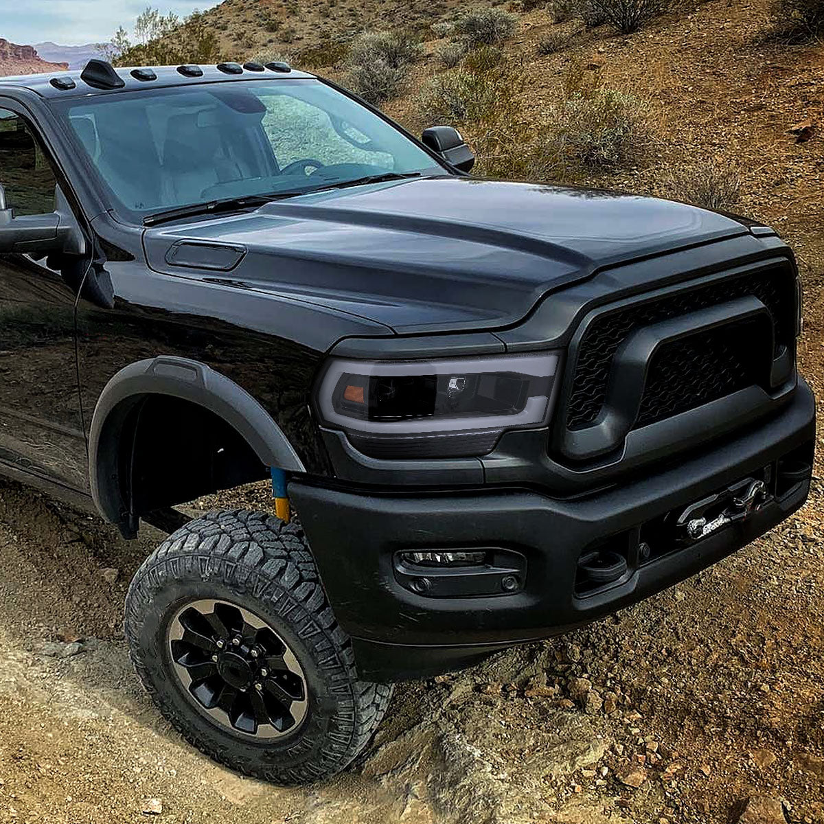 Spec-D 19-24 Ram 2500/3500 LED DRL Bar Projector Headlights Smoked