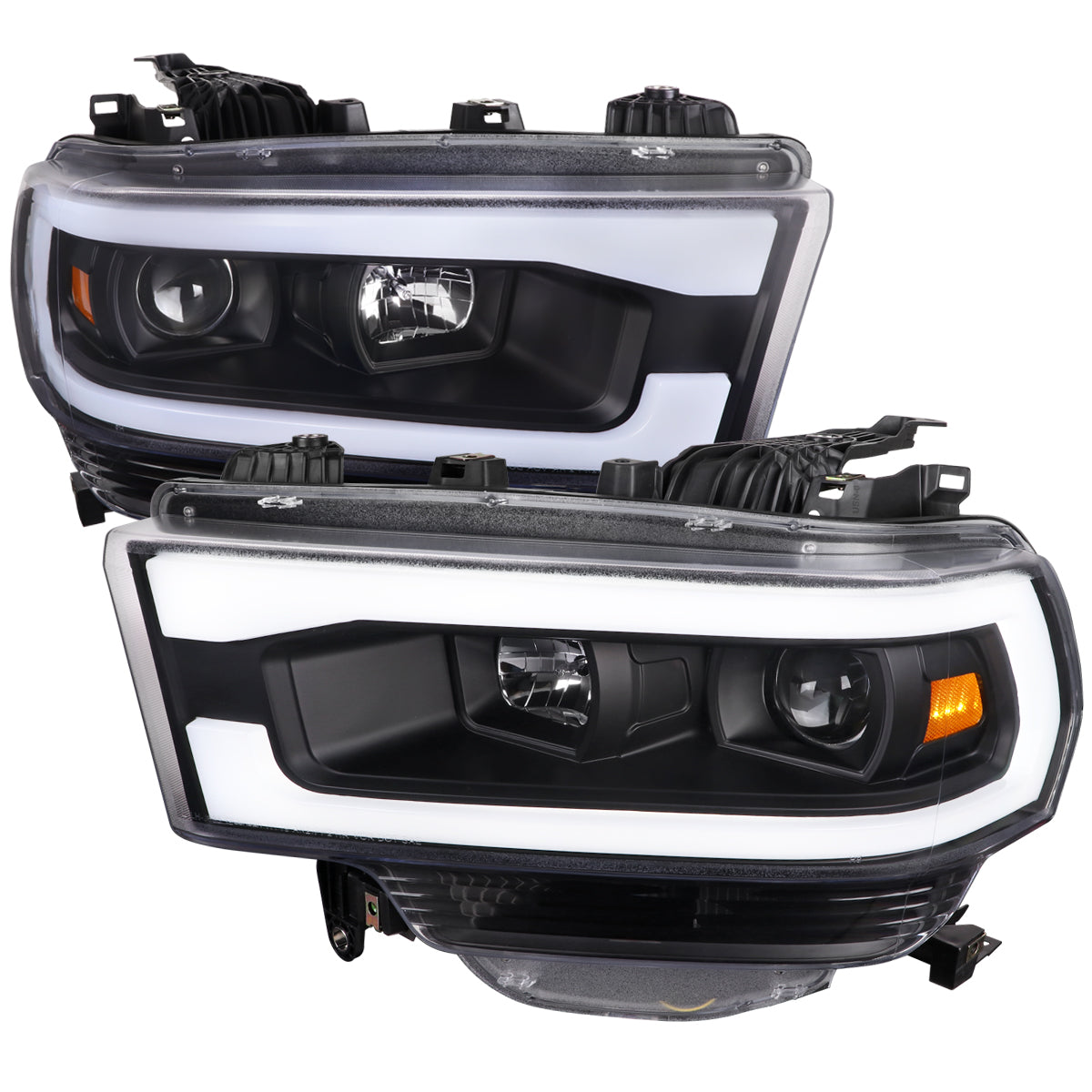 Spec-D 19-24 Ram 2500-5500 Headlights LED Tube Projector Matte Black