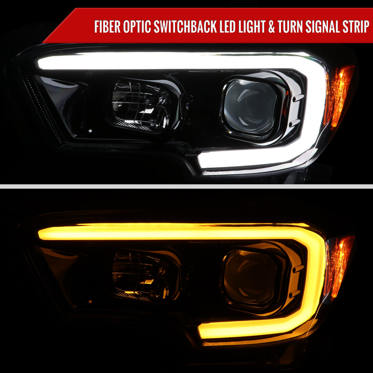 Spec-D 16-23 Tacoma Switchback LED Projector Headlights GL Black