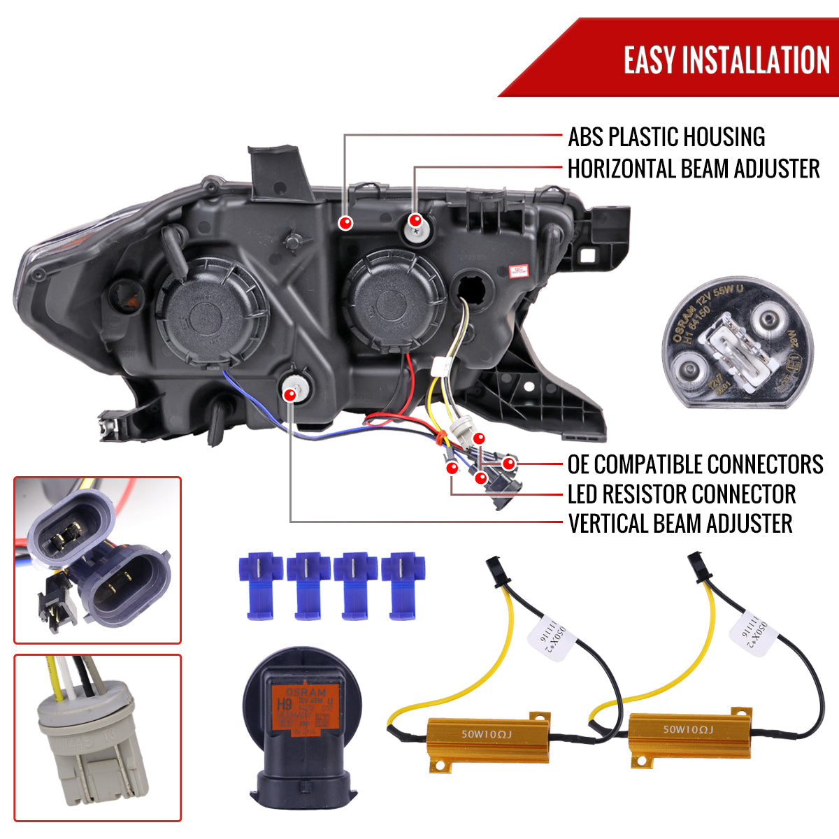 Spec-D 16-23 Tacoma Switchback LED Projector Headlights Black