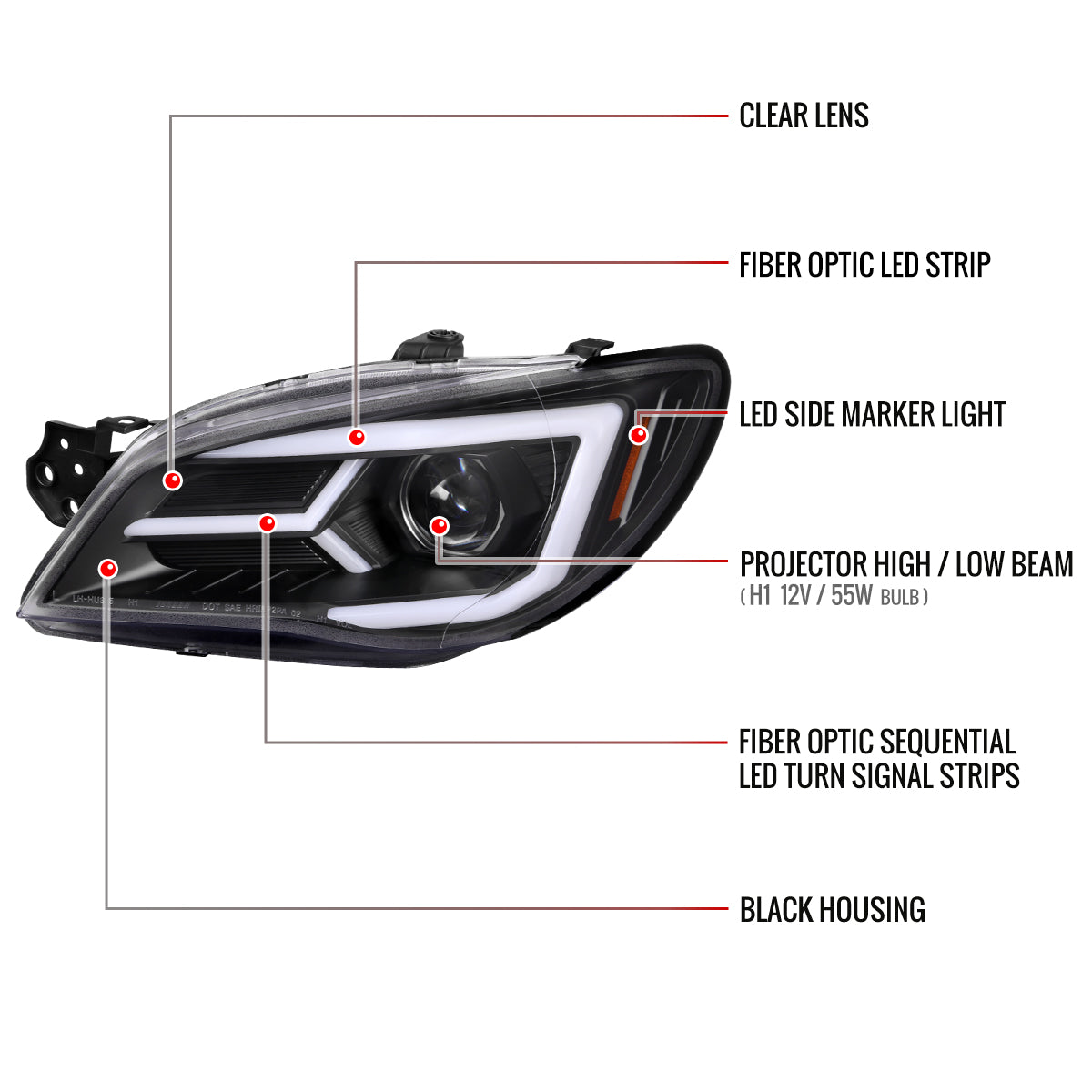 Spec-D 06-07 Impreza WRX STI Sequetial Headlights Black