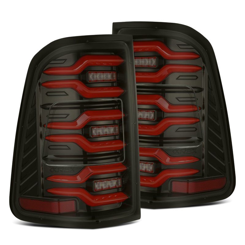 AlphaRex 19-22 Ram 1500 LUXX-Series LED Tail Lights Black-Red