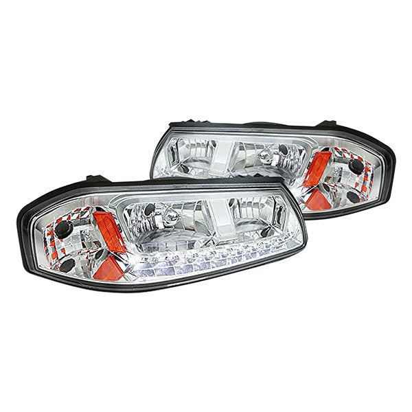 Spec-D 00-05 Chevy Impala Crystal Headlights LED Strip Chrome/Clear