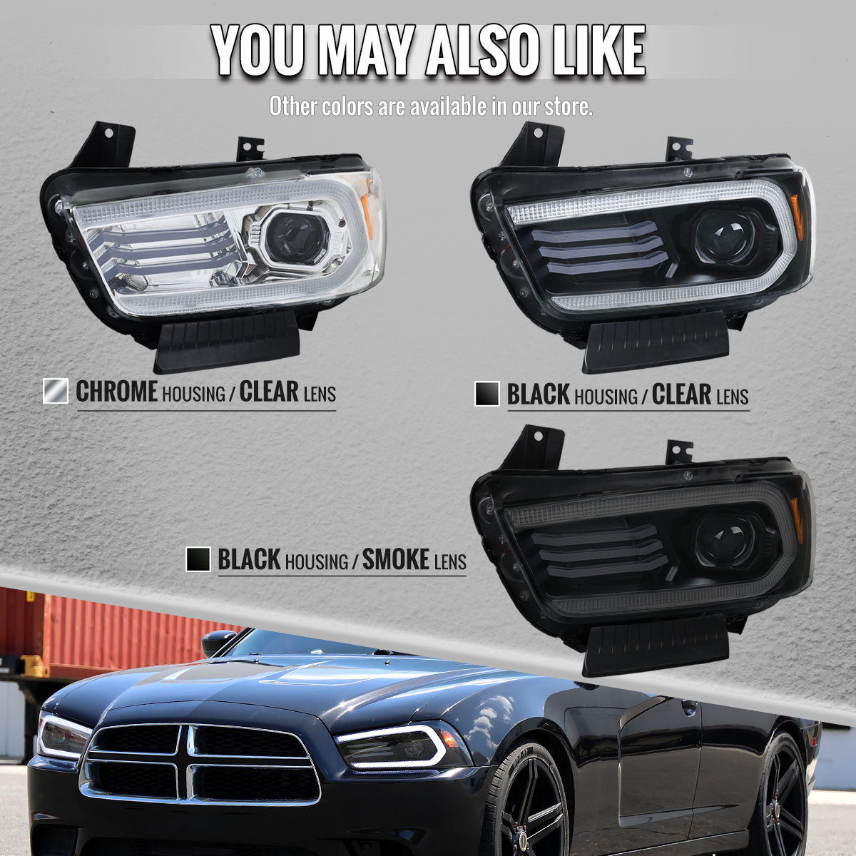 Spec-D 11-14 Dodge Charger Projector Headlights Sequential Chrome