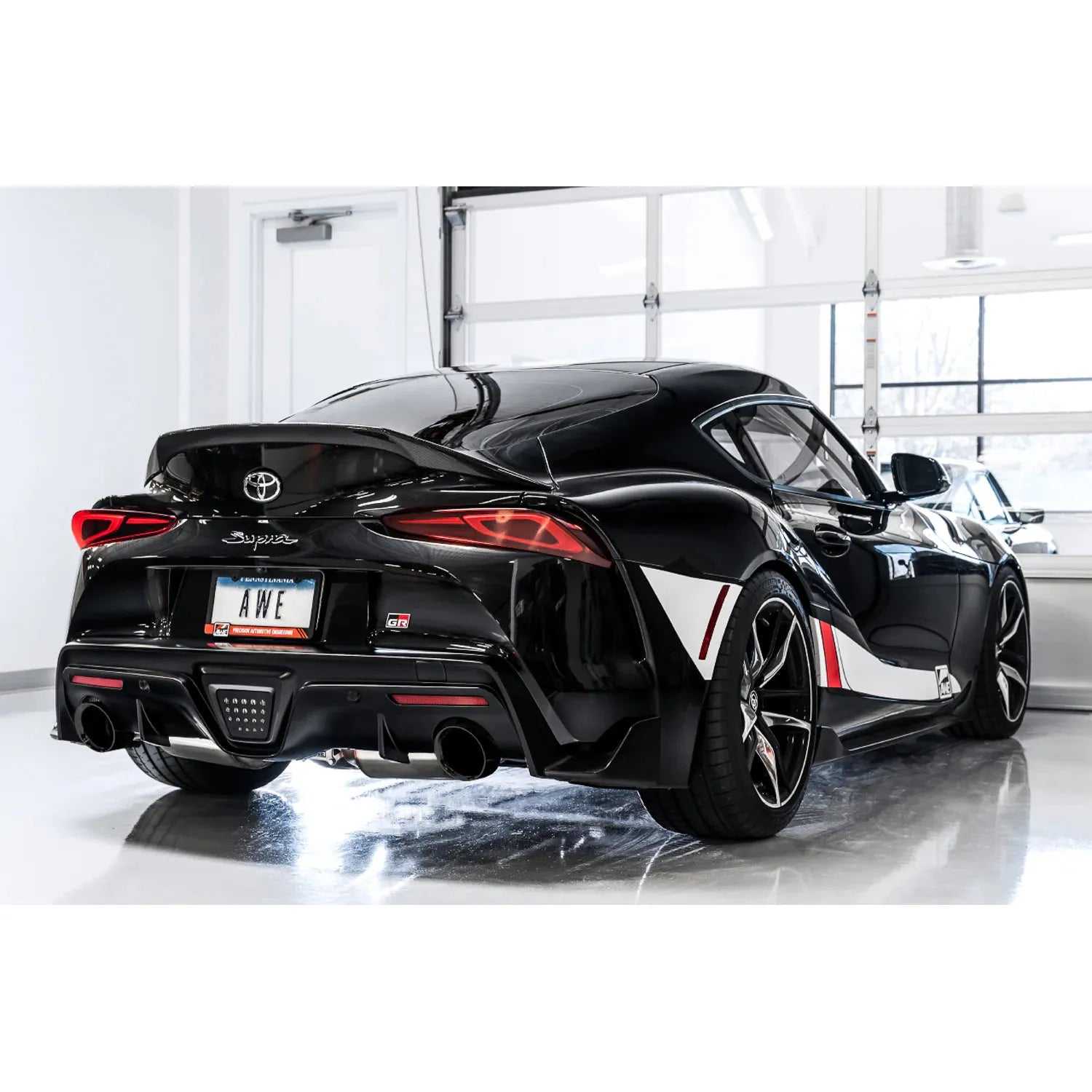 AWE 2020+ Toyota Supra A90 Resonated Track Edition Exhaust - 5in Diamond Black Tips