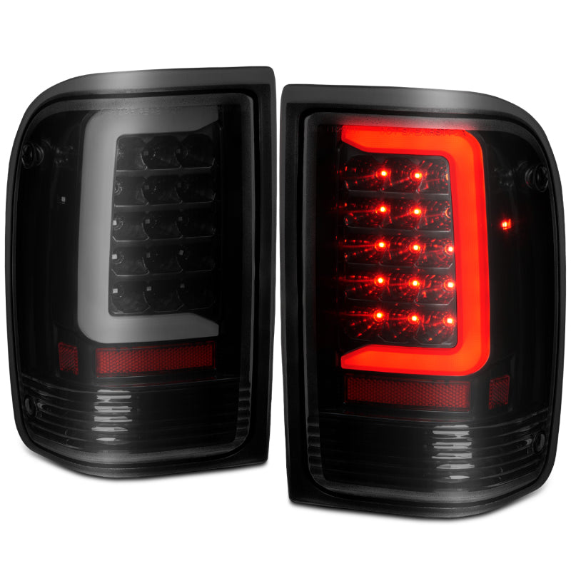ANZO 1993-1997 Ford Ranger LED Tail Lights w/ Light Bar Black Housing Clear Lens 311360