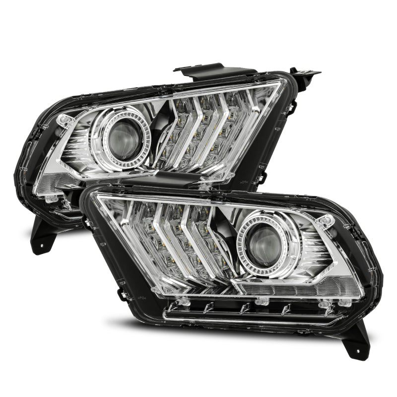 AlphaRex 10-12 Ford Mustang PRO-Series Halogen Projector Headlights Chrome
