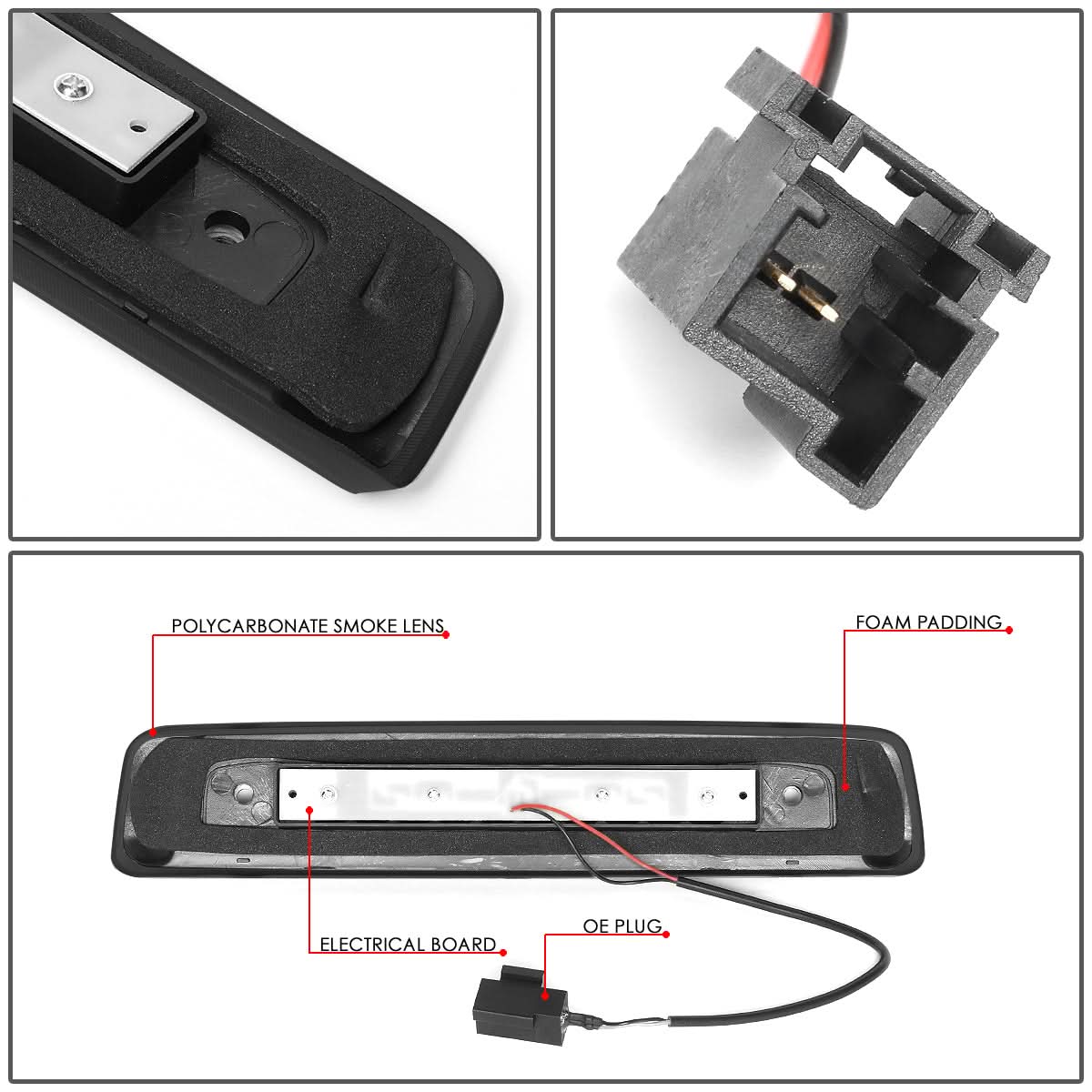 06-10 Jeep Commander 3D LED Third Brake Light - Black Smoke