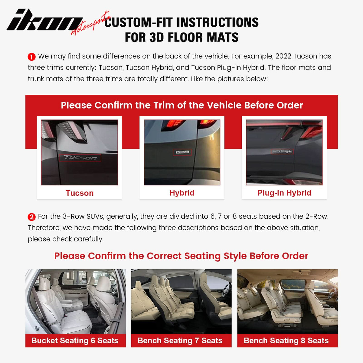 Car Floor Mat for 2017-2023 Tesla Model 3 All Weather 3D Molded TPE