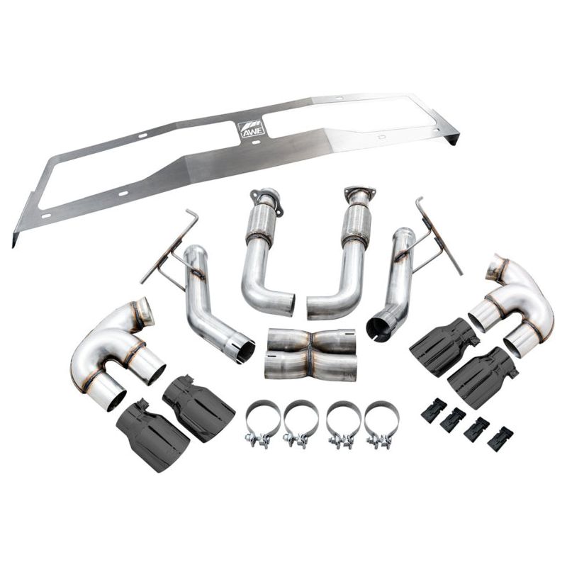 AWE Tuning 2020+ Chevrolet Corvette (C8) Track Edition Exhaust - Quad Diamond Black Tips