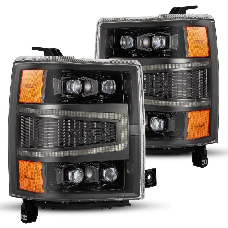 AlphaRex 14-15 Chevrolet Silverado NOVA-Series LED Projector Headlights Alpha-Black