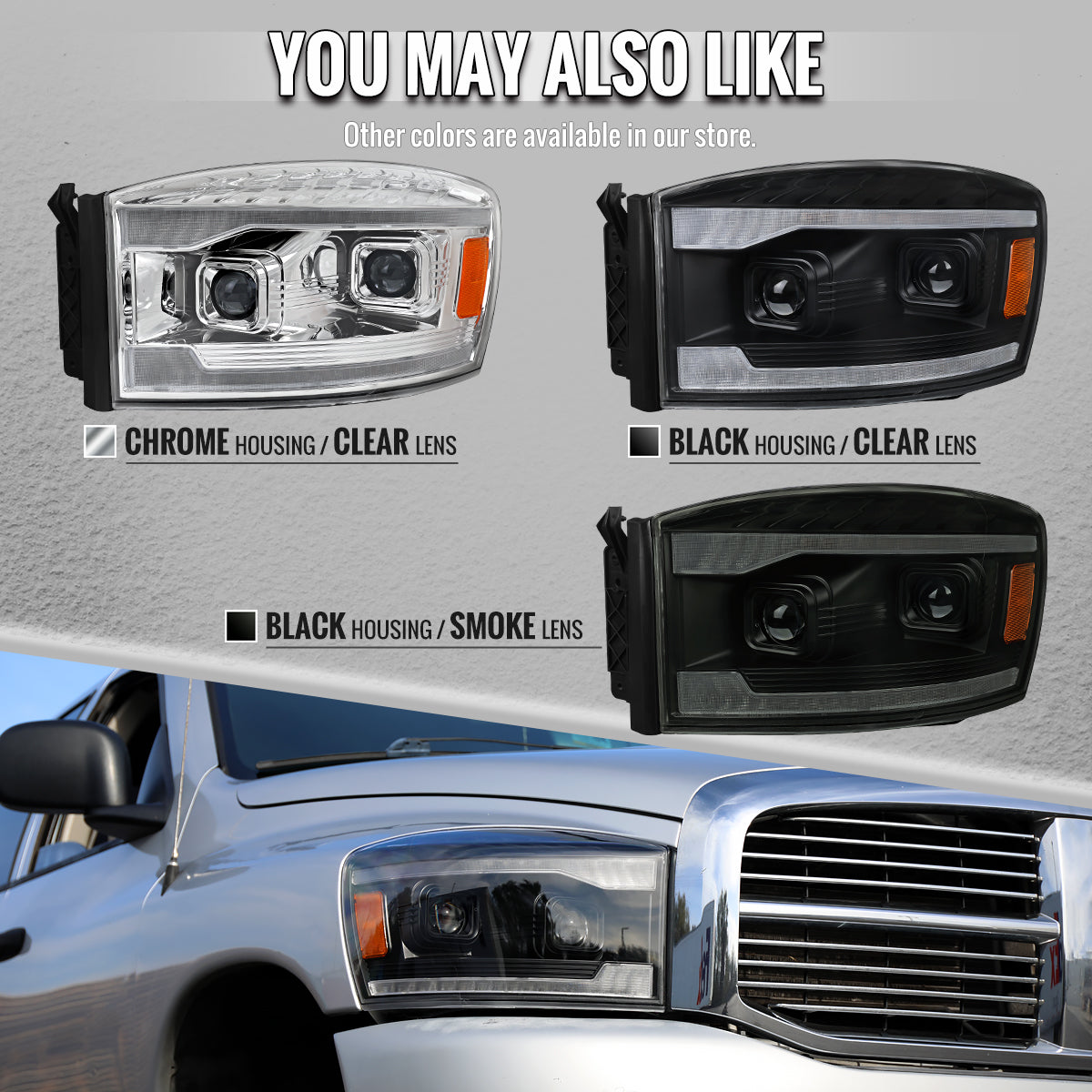 Spec-D 06-08 Dodge Ram 1500 2500 3500 Projector Led Headlight Black