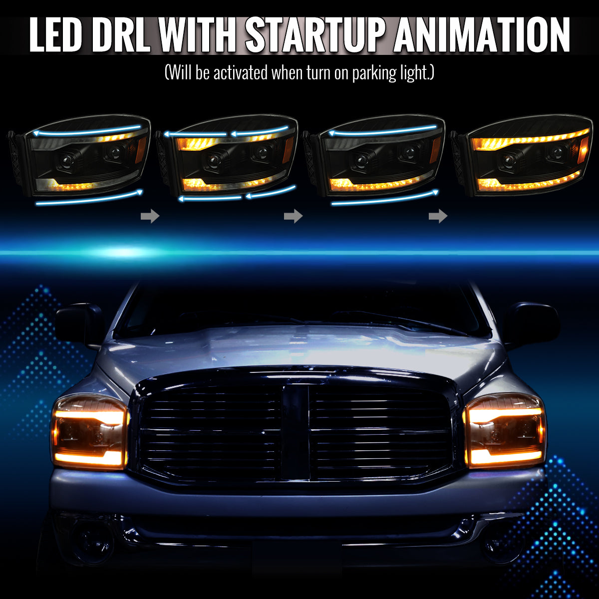 Spec-D 06-08 Dodge Ram 1500 2500 3500 Projector Headlight Black/Smoked