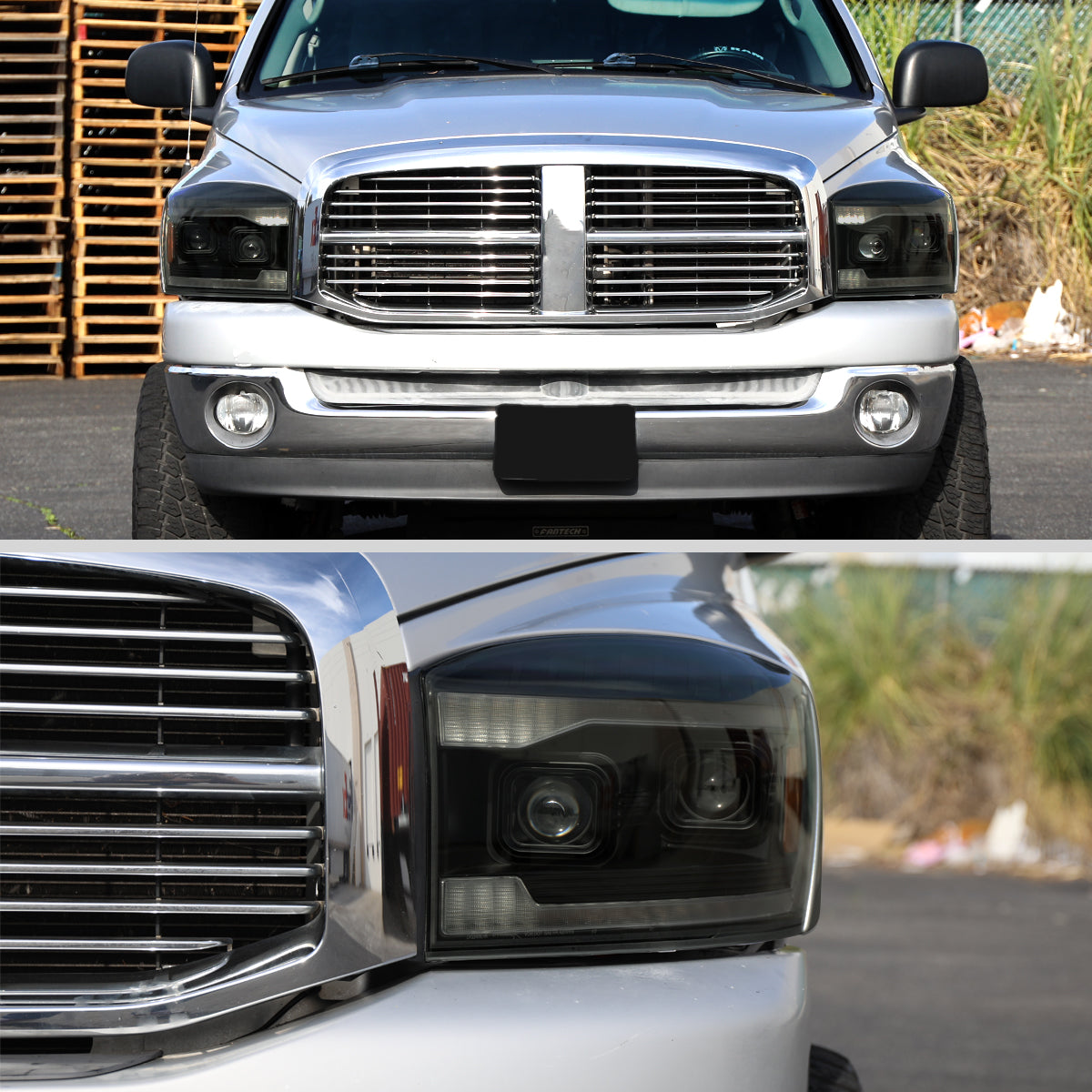 Spec-D 06-08 Dodge Ram 1500 2500 3500 Projector Headlight Black/Smoked