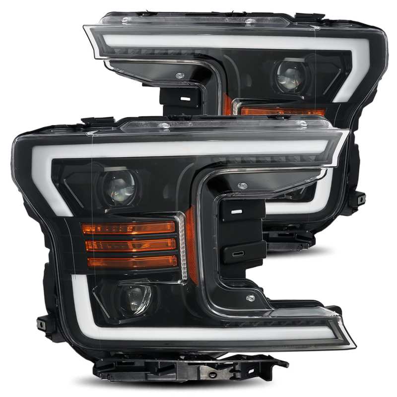 AlphaRex 18-20 Ford F150 PRO-Series Halogen Projector Headlights Jet Black