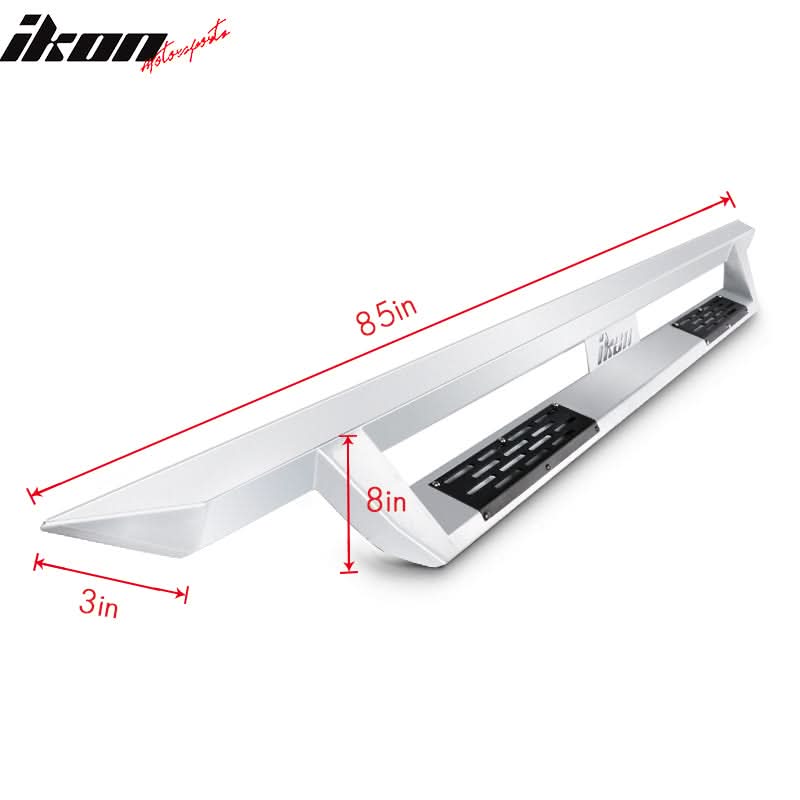 2009-2023 Dodge Ram 1500 IKON V1 Silver Running Boards Solid Steel