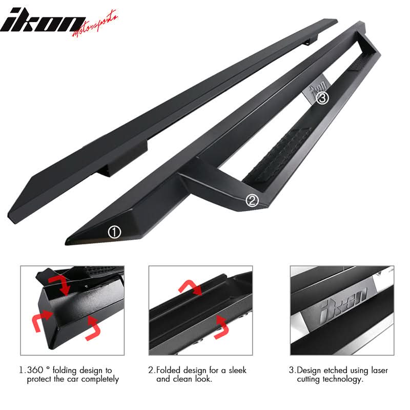2009-2023 Dodge Ram 2500 3500 IKON V1 Black Running Boards Solid Steel