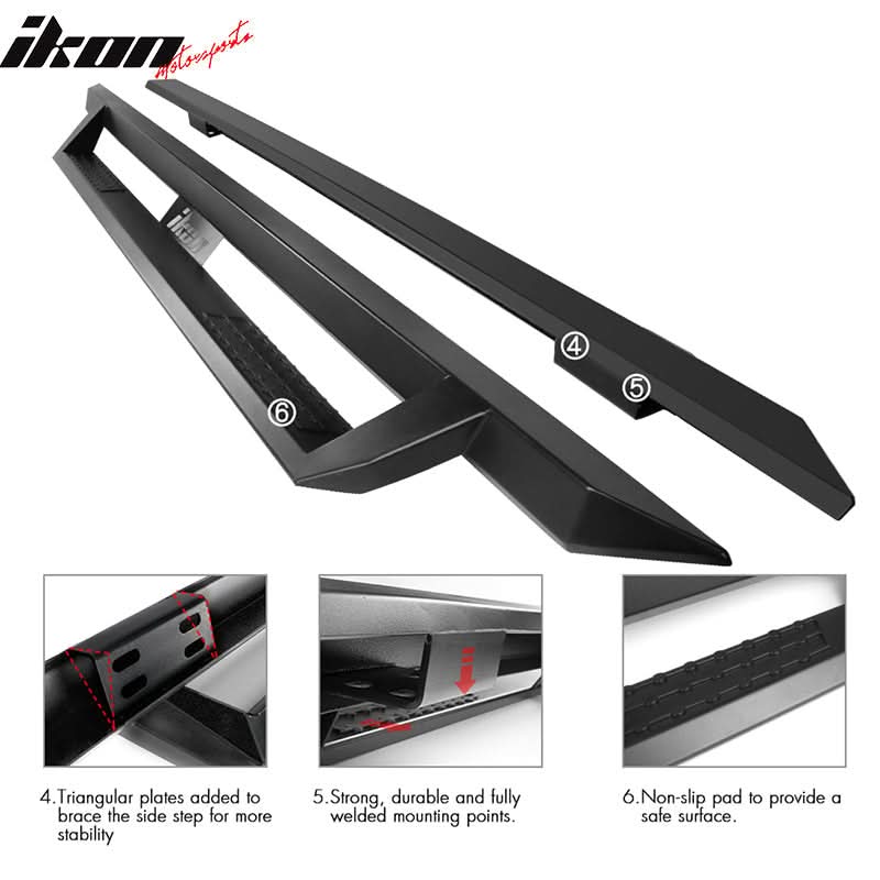 2009-2023 Dodge Ram 1500 IKON V1 Style Black Running Board Solid Steel
