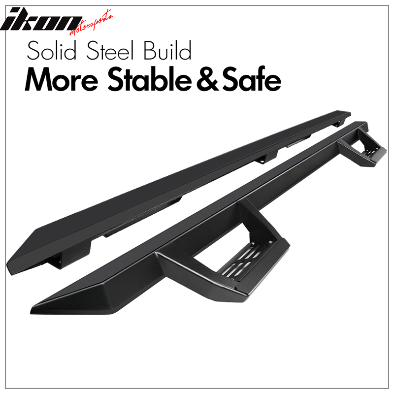 2009-2023 Dodge Ram 2500 3500 IKON V2 Black Running Boards Solid Steel