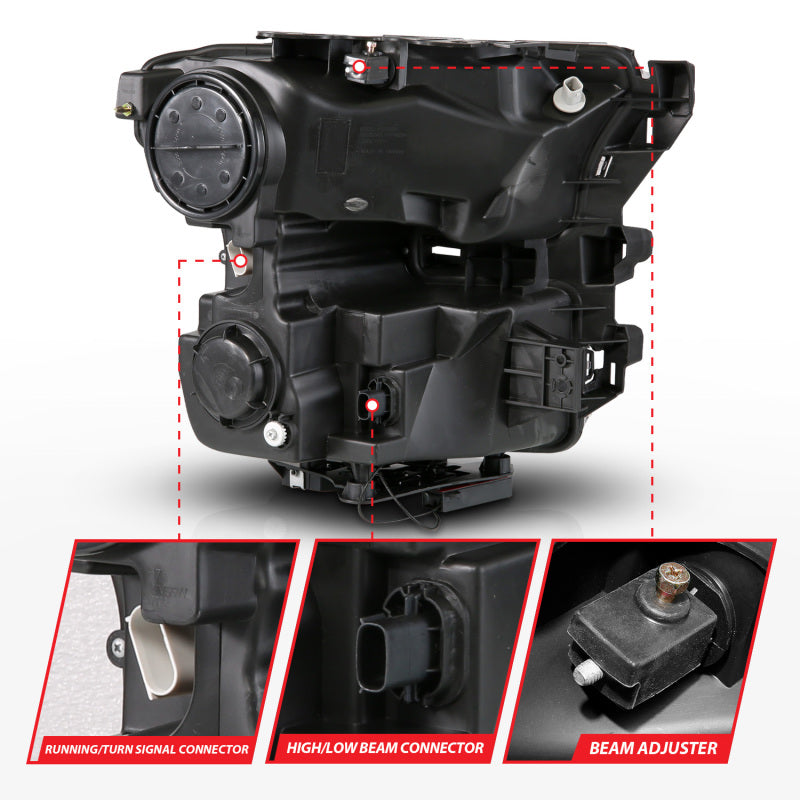 ANZO 15-17 Ford F-150 (Factory Halogen Model ONLY) Full LED Proj Headlights Init/SeqSig Black- Pair 111630A