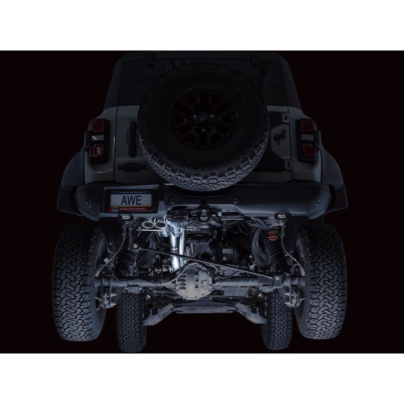 AWE Tuning 22-24 Ford Bronco Raptor 4WD Dual BashGuards Cat-Back SwitchPath Exhaust (No Tips)