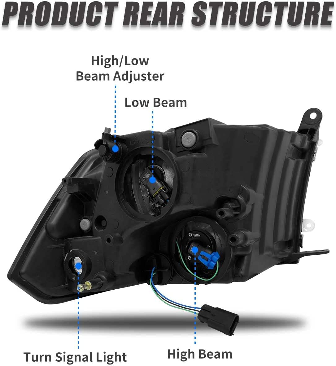 ADCARLIGHTS For 2009-2018 Dodge Ram Headlight Assembly Compatible with Ram 1500 / Ram 2500 3500 / 2010-2018 / Ram 2500 3500 / 2019-2021 Ram 1500 Classic, Chrome Housing Amber Reflector Replacement