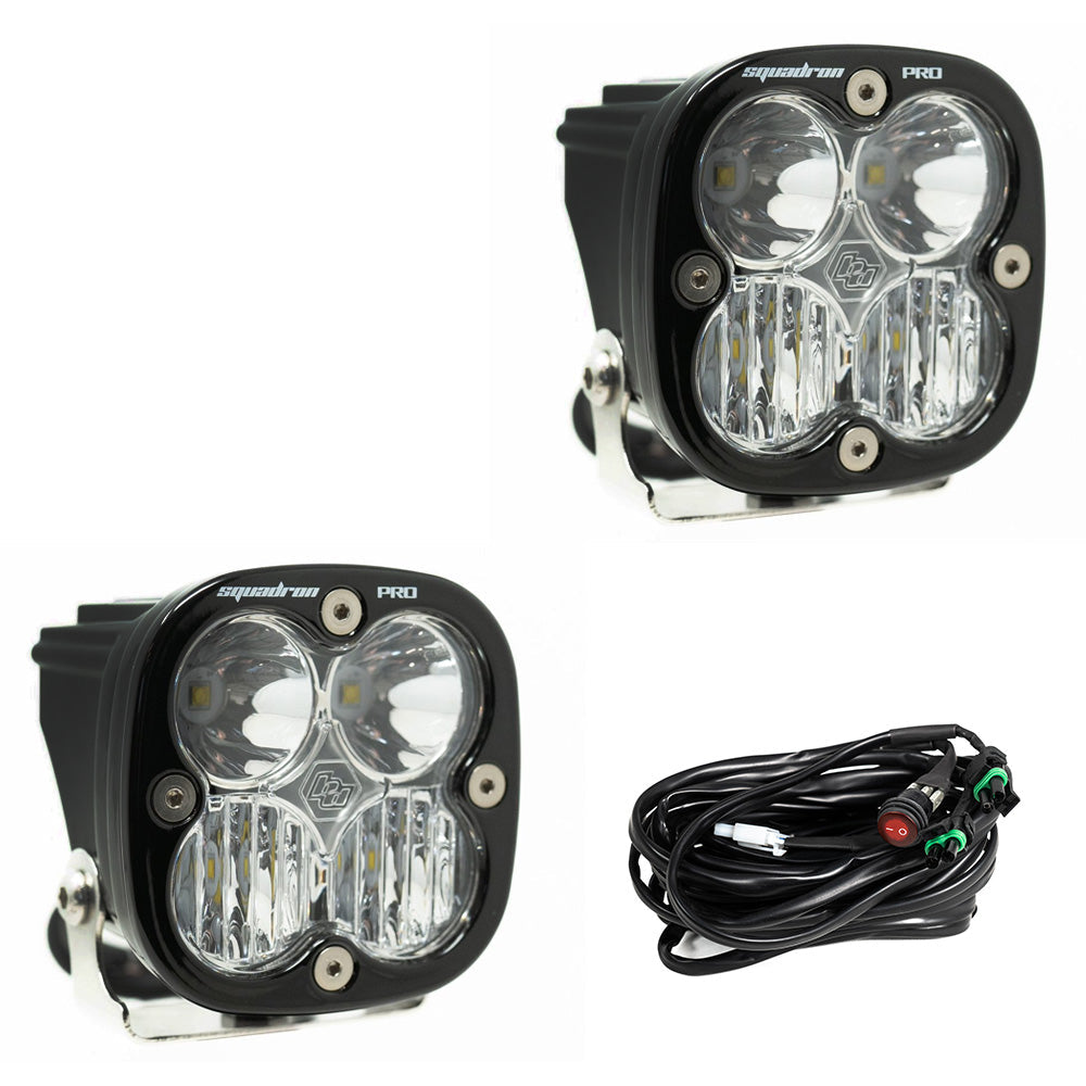 Baja Designs Squadron Pro Black LED Auxiliary Light Pod Pair - Clear Driving Combo