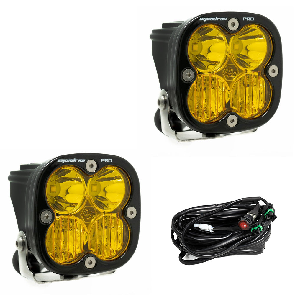 Baja Designs Squadron Pro Black LED Auxiliary Light Pod Pair - Amber Driving Combo