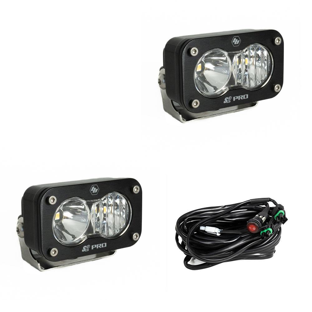 Baja Designs S2 Pro Black LED Auxiliary Light Pod Pair - Clear Driving Combo