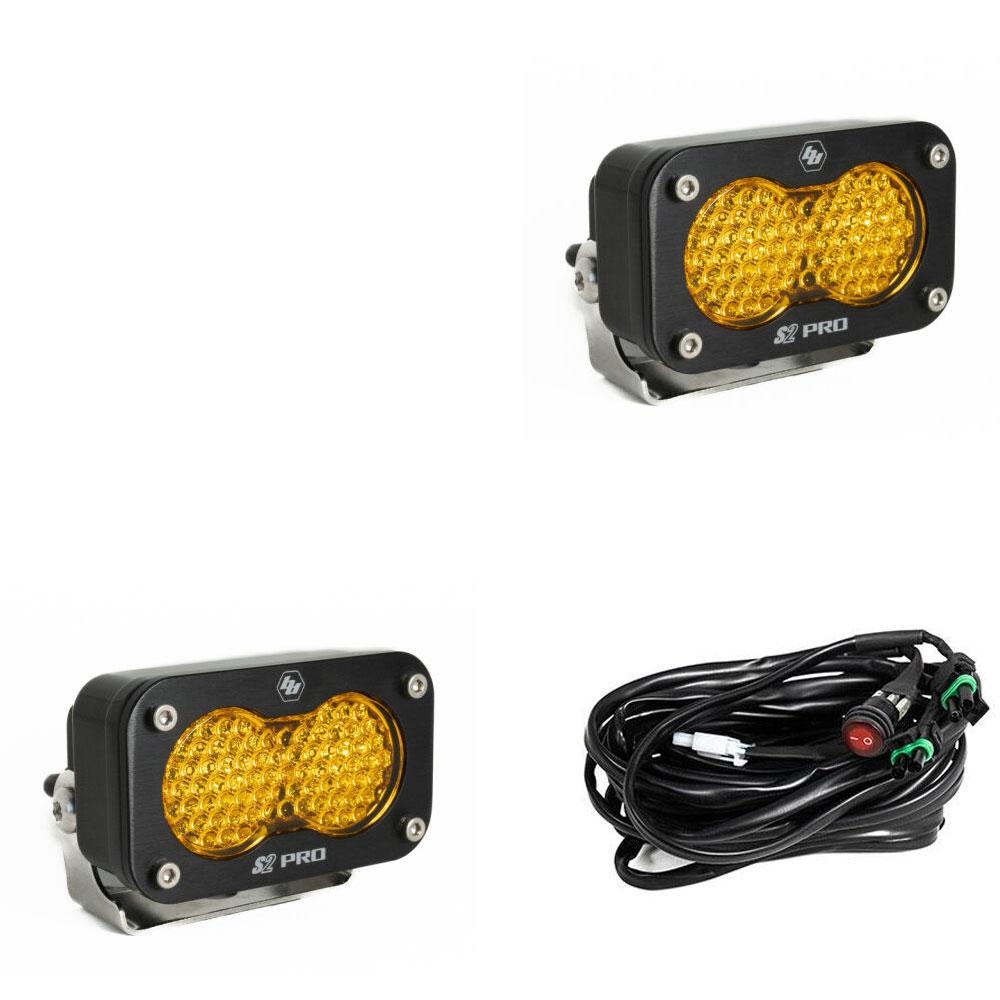 Baja Designs S2 Pro Black LED Auxiliary Light Pod Pair - Amber Work/Scene
