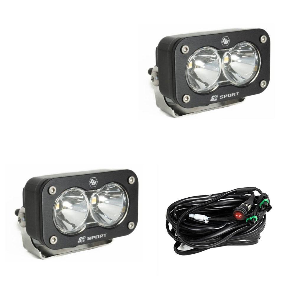 Baja Designs S2 Sport Black LED Auxiliary Light Pod Pair - Clear Spot