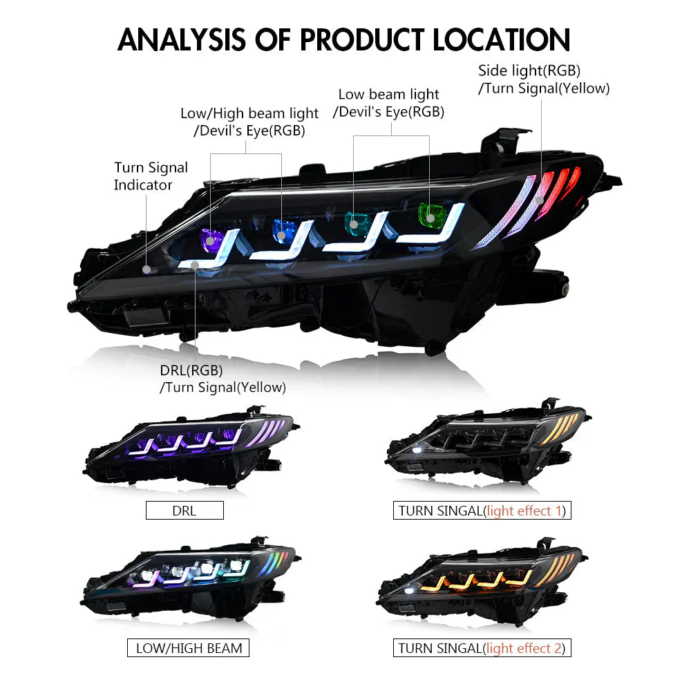 2018-2024 Toyota Camry Le Se Xle Xse Trd Quad Projectors Headlights