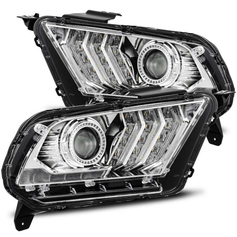 AlphaRex 10-12 Ford Mustang PRO-Series Halogen Projector Headlights Chrome